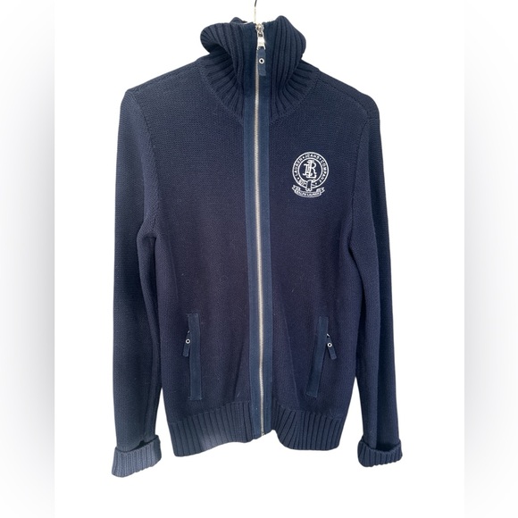Lauren Jeans by Ralph Lauren Navy Zip Front Cardigan Sweater - Picture 8 of 8